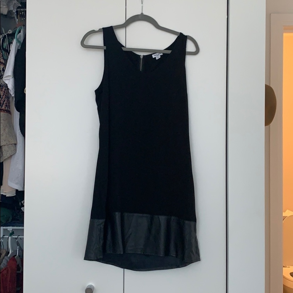 Splendid Black Dress with Leather Trim